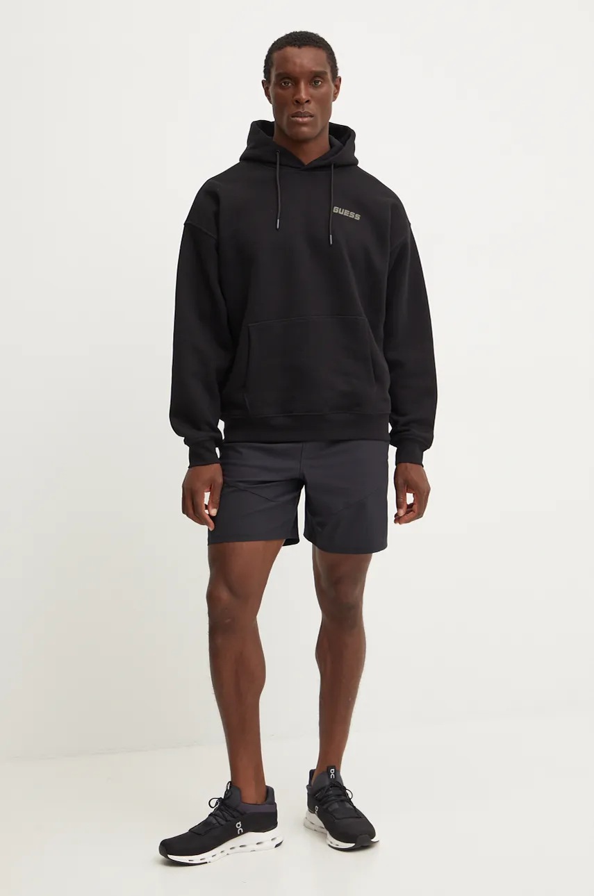 Кофта Guess EMIS мужская цвет чёрный с капюшоном однотонная Z4YQ00 K9V31