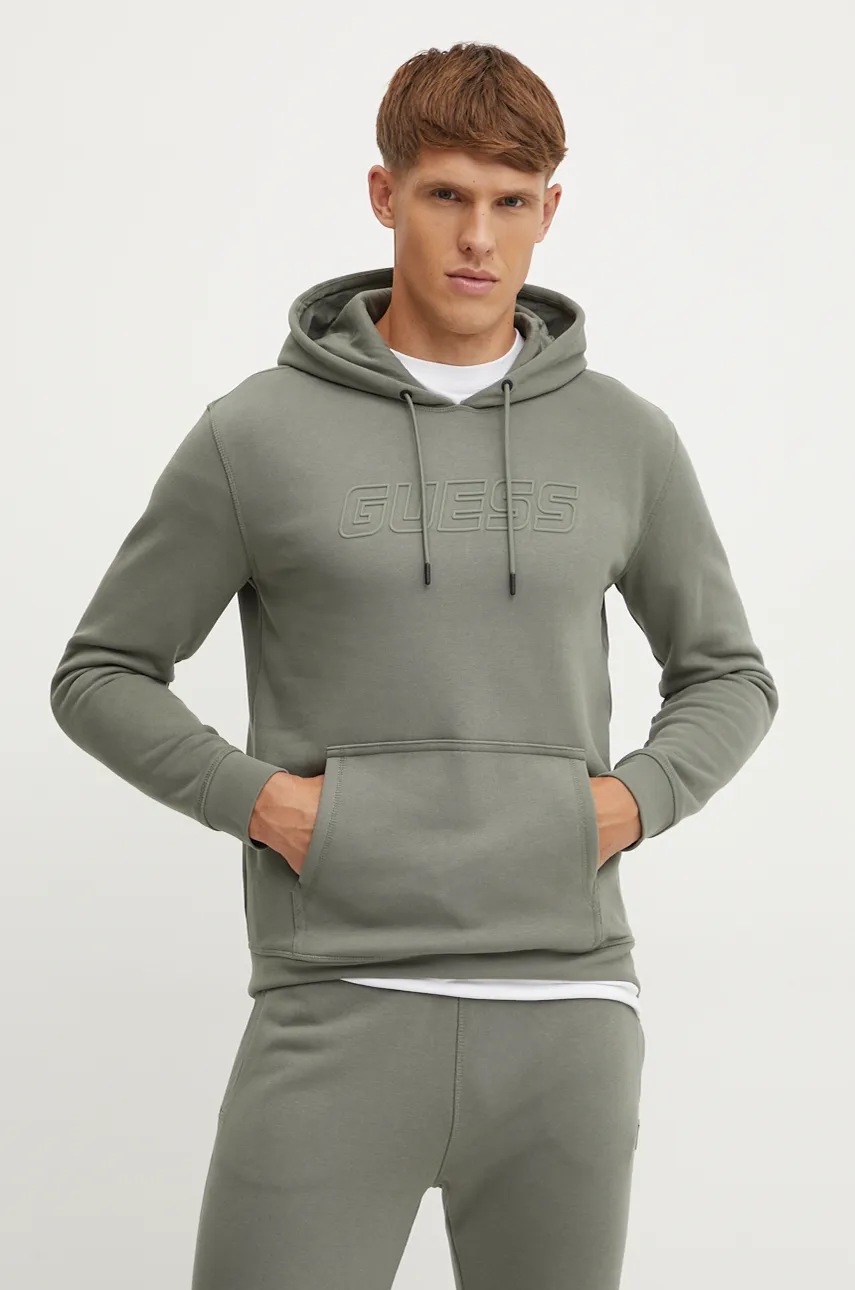 

Суичър Guess ALDWIN в зелено с качулка с изчистен дизайн Z4YQ12 K9V31, Зелен