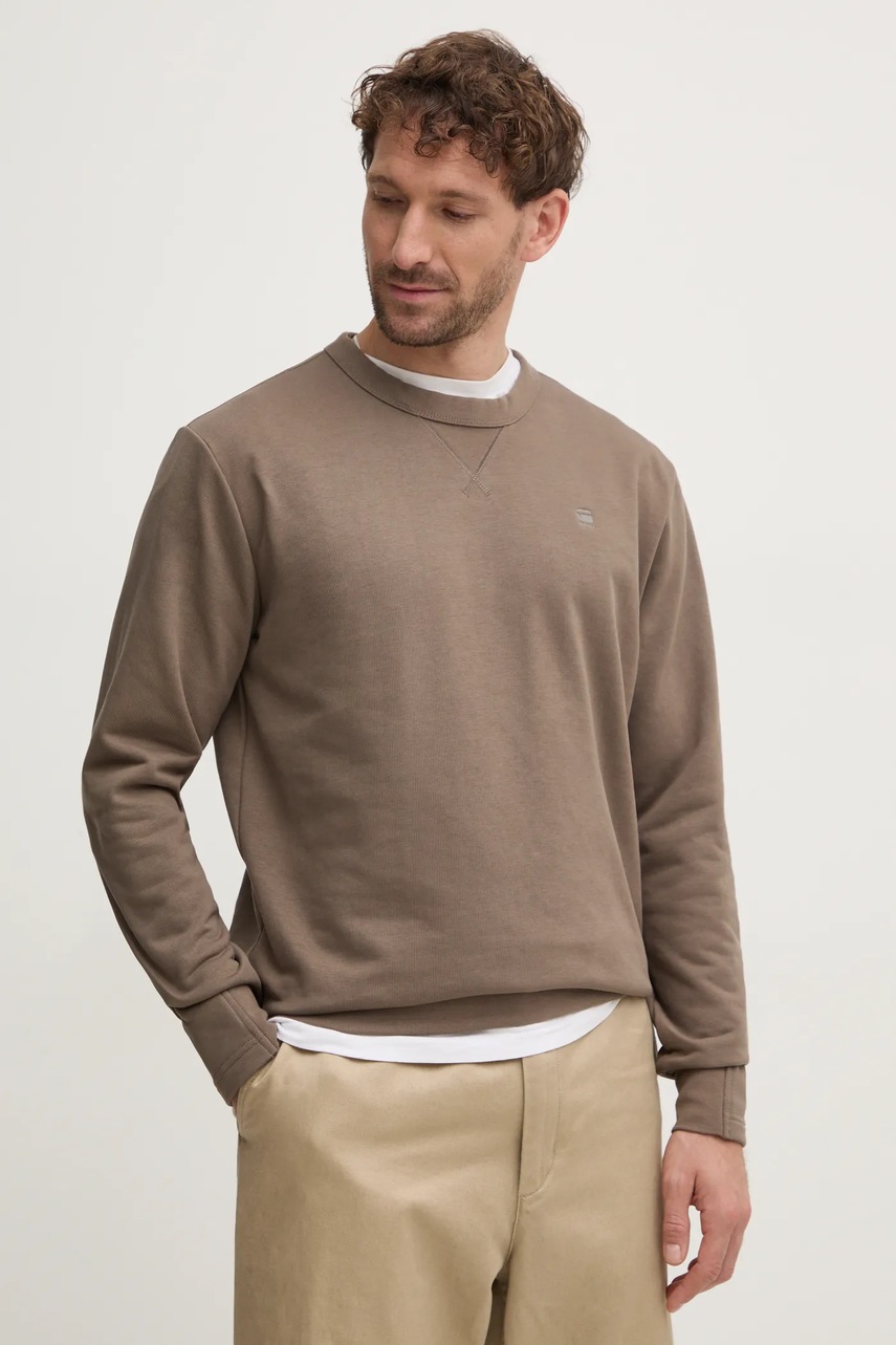 G-Star bluză bărbați, culoarea maro, uni, D25121-D566