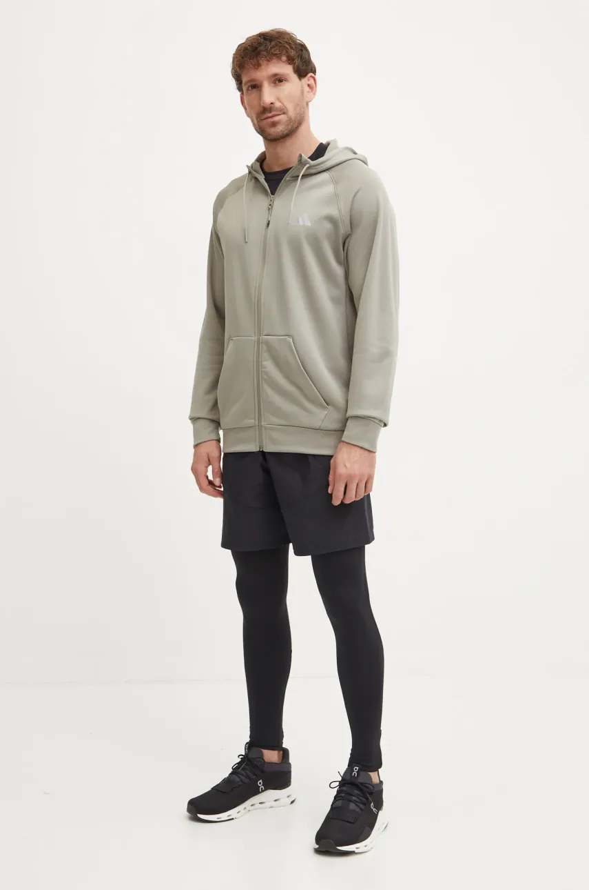 Кофта для тренинга adidas Performance Game and Go цвет зелёный с капюшоном однотонная IW8395 Кофта для тренинга adidas Performance Game and Go цвет зелёный с капюшоном однотонная IW8395