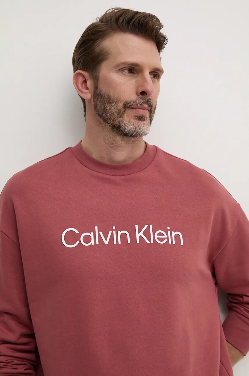 Levně Bavlněná mikina Calvin Klein pánská, fialová barva, s potiskem, K10K112956