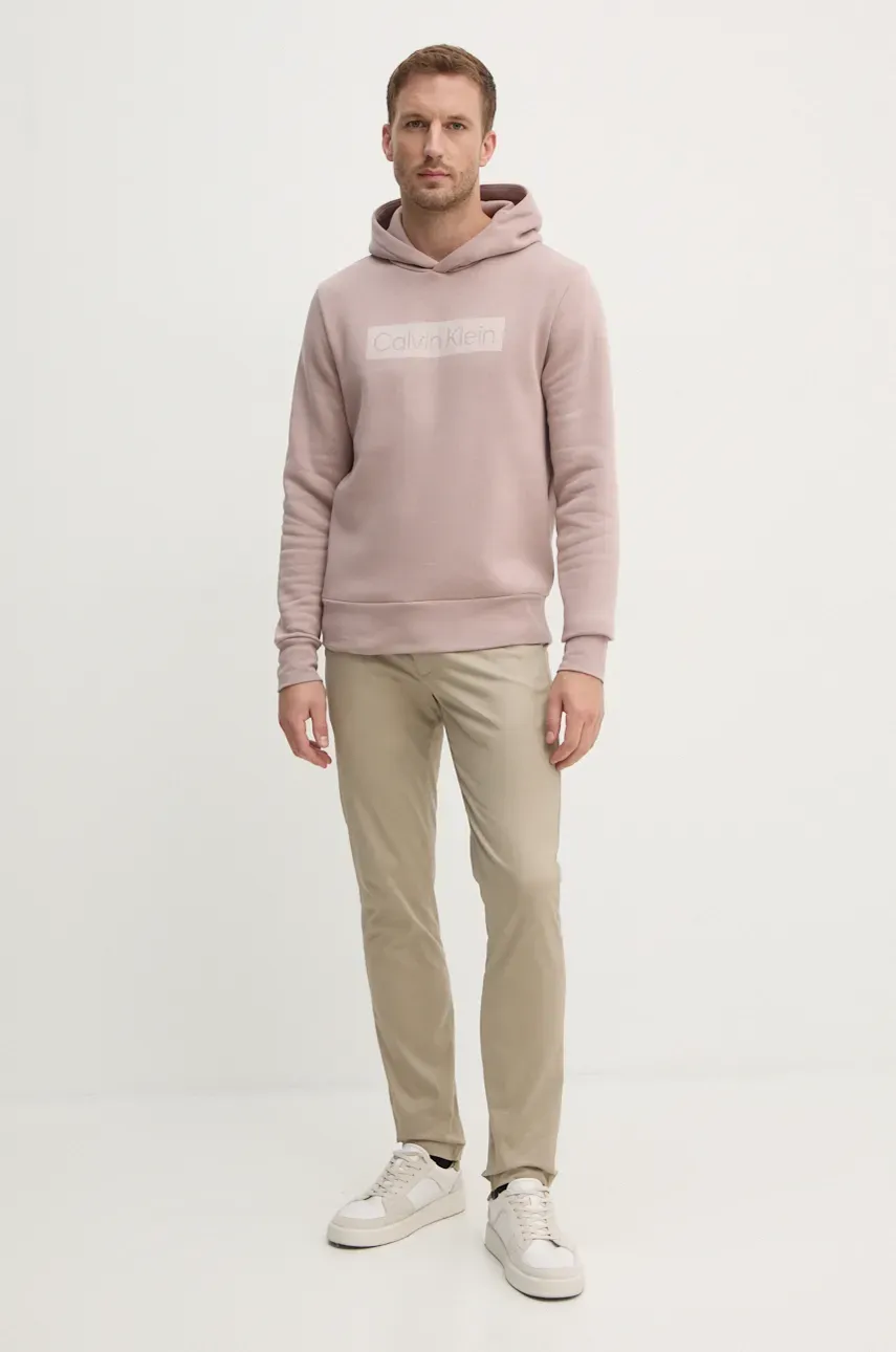 Кофта Calvin Klein мужская цвет розовый с капюшоном с принтом K10K113552 Кофта Calvin Klein мужская цвет розовый с капюшоном с принтом K10K113552