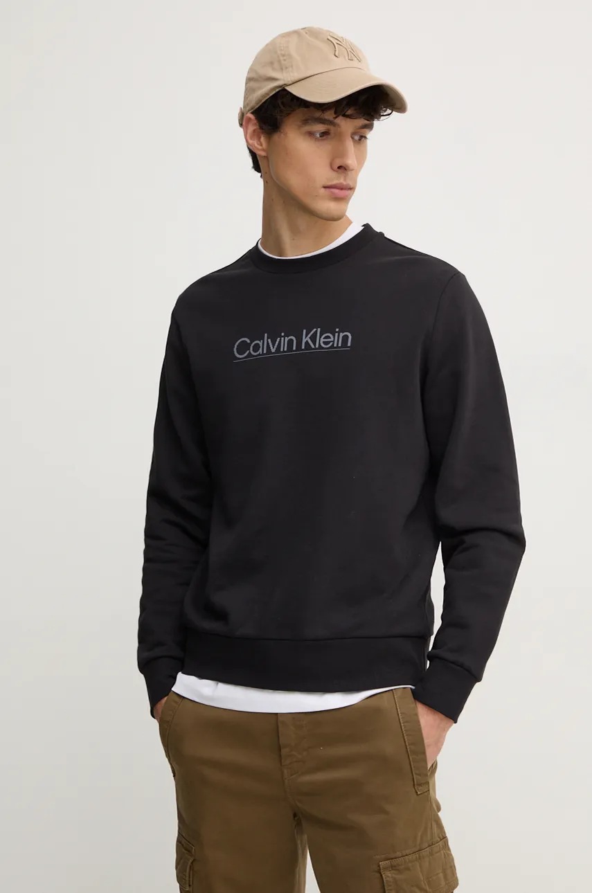 

Памучен суичър Calvin Klein в черно с апликация K10K113573, Черен