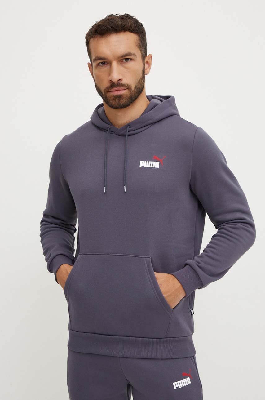 Puma bluza barbati, culoarea gri, cu glugă, cu imprimeu, 674471