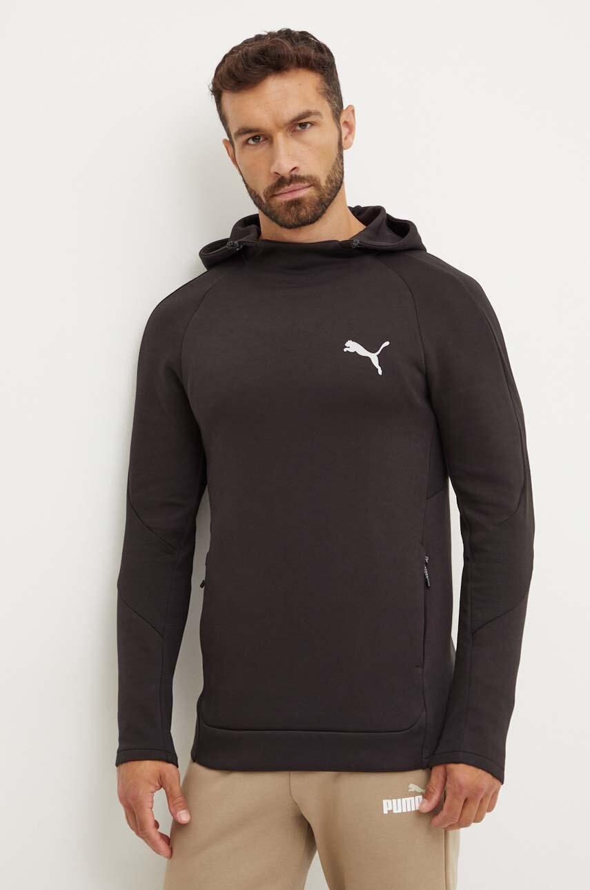 Puma bluza barbati, culoarea negru, cu glugă, cu imprimeu, 681699