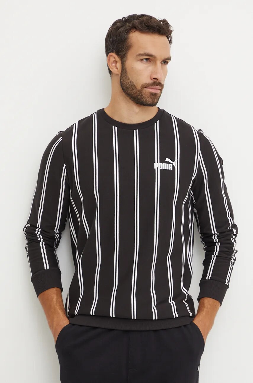 Puma hanorac de bumbac barbati, culoarea negru, modelator, 681864