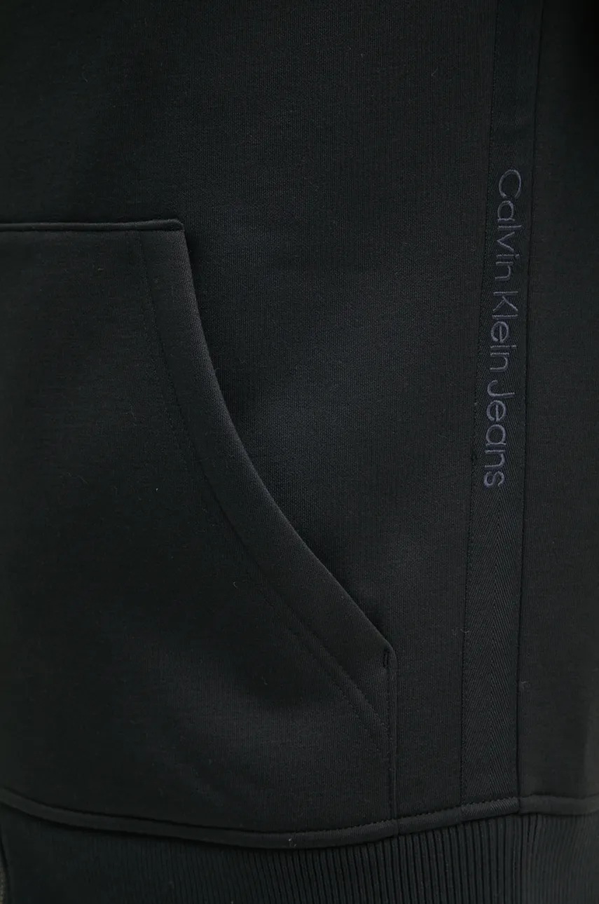 Кофта Calvin Klein Jeans чоловіча колір чорний з капюшоном однотонна J30J326138 