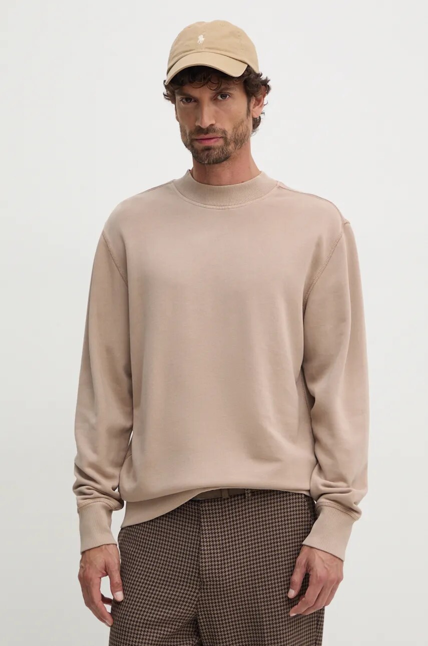 Levně Mikina Calvin Klein Jeans pánská, béžová barva, hladká, J30J326455