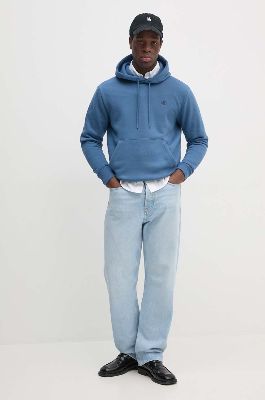 

Суичър Calvin Klein Jeans в синьо с качулка с изчистен дизайн J30J326459, Син
