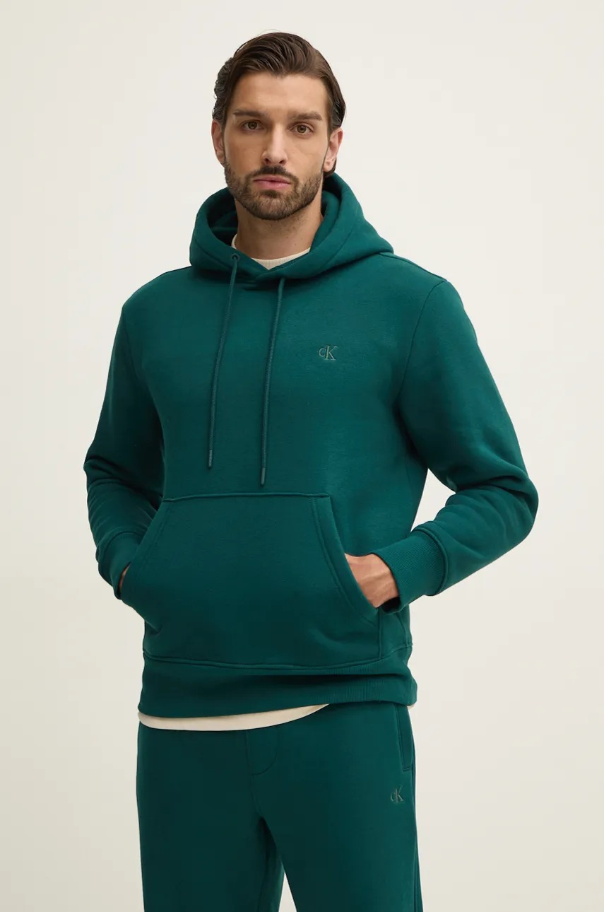 

Суичър Calvin Klein Jeans в зелено с качулка с изчистен дизайн J30J326459, Зелен