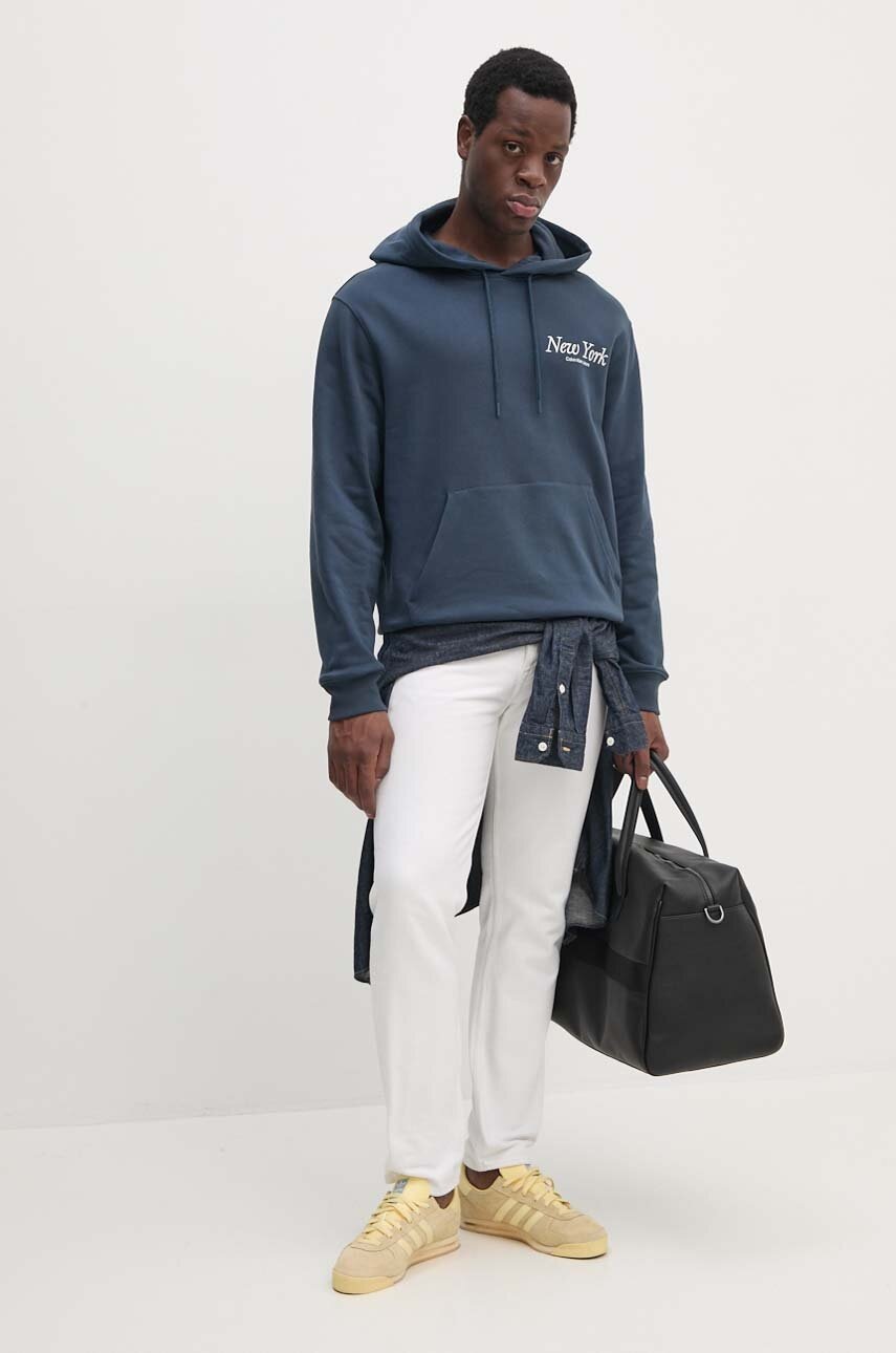 Βαμβακερή μπλούζα Calvin Klein Jeans χρώμα: ναυτικό μπλε, με κουκούλα, J30J326876 φωτογραφία