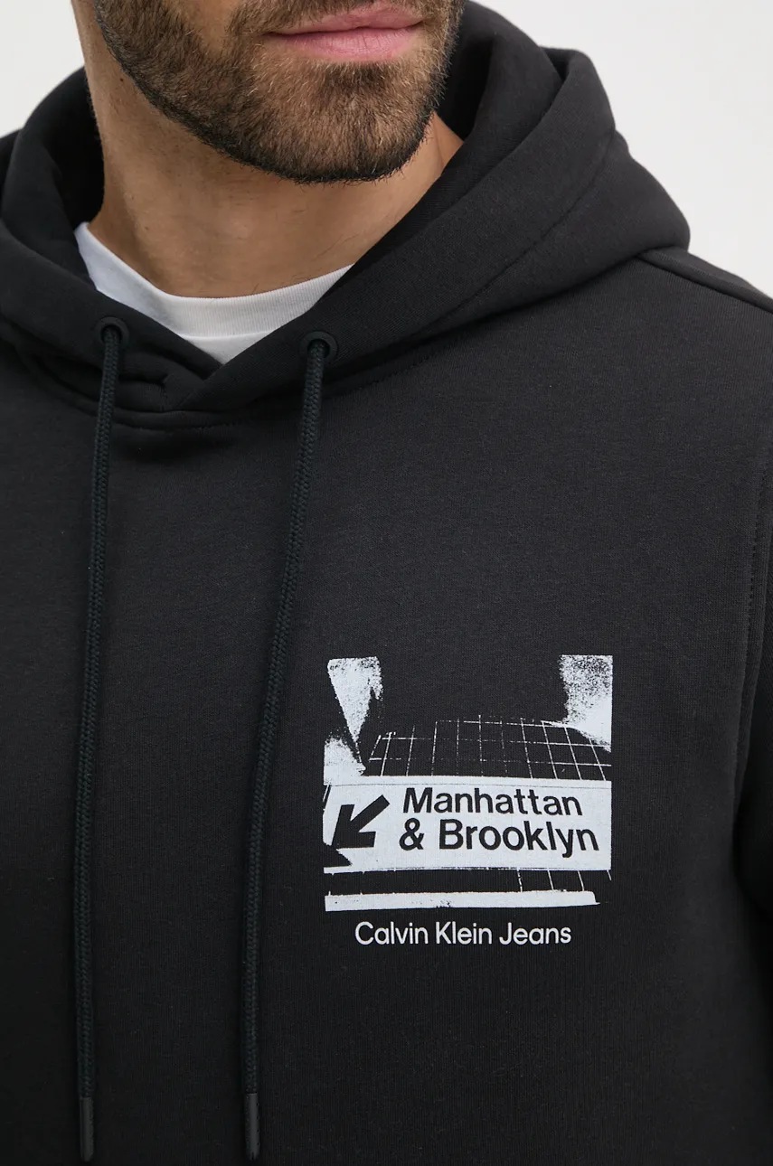 Μπλούζα Calvin Klein Jeans χρώμα: μαύρο, με κουκούλα, J30J326880 φωτογραφία