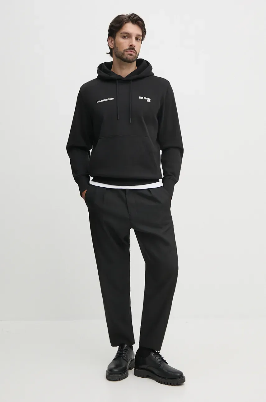 Кофта Calvin Klein Jeans мужская цвет чёрный с капюшоном с принтом J30J326923 Кофта Calvin Klein Jeans мужская цвет чёрный с капюшоном с принтом J30J326923