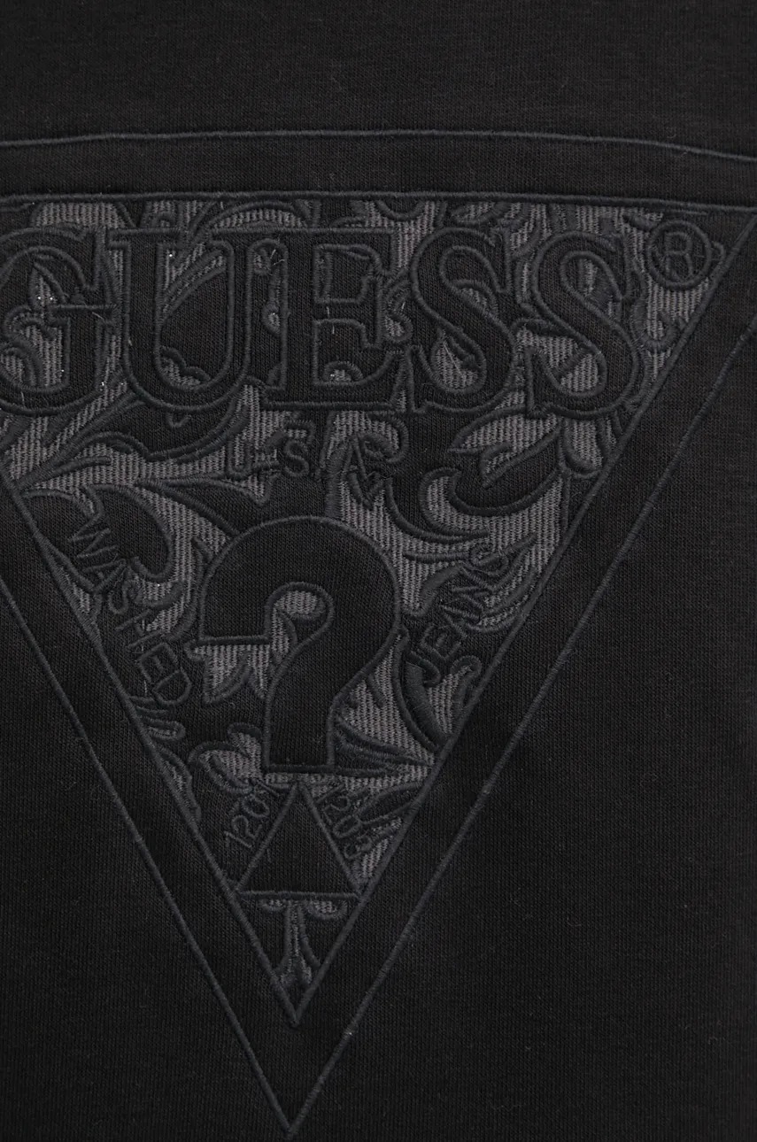 Кофта Guess EMBROIDERED чоловіча колір чорний з капюшоном з аплікацією M4BQ25.K9Z21 