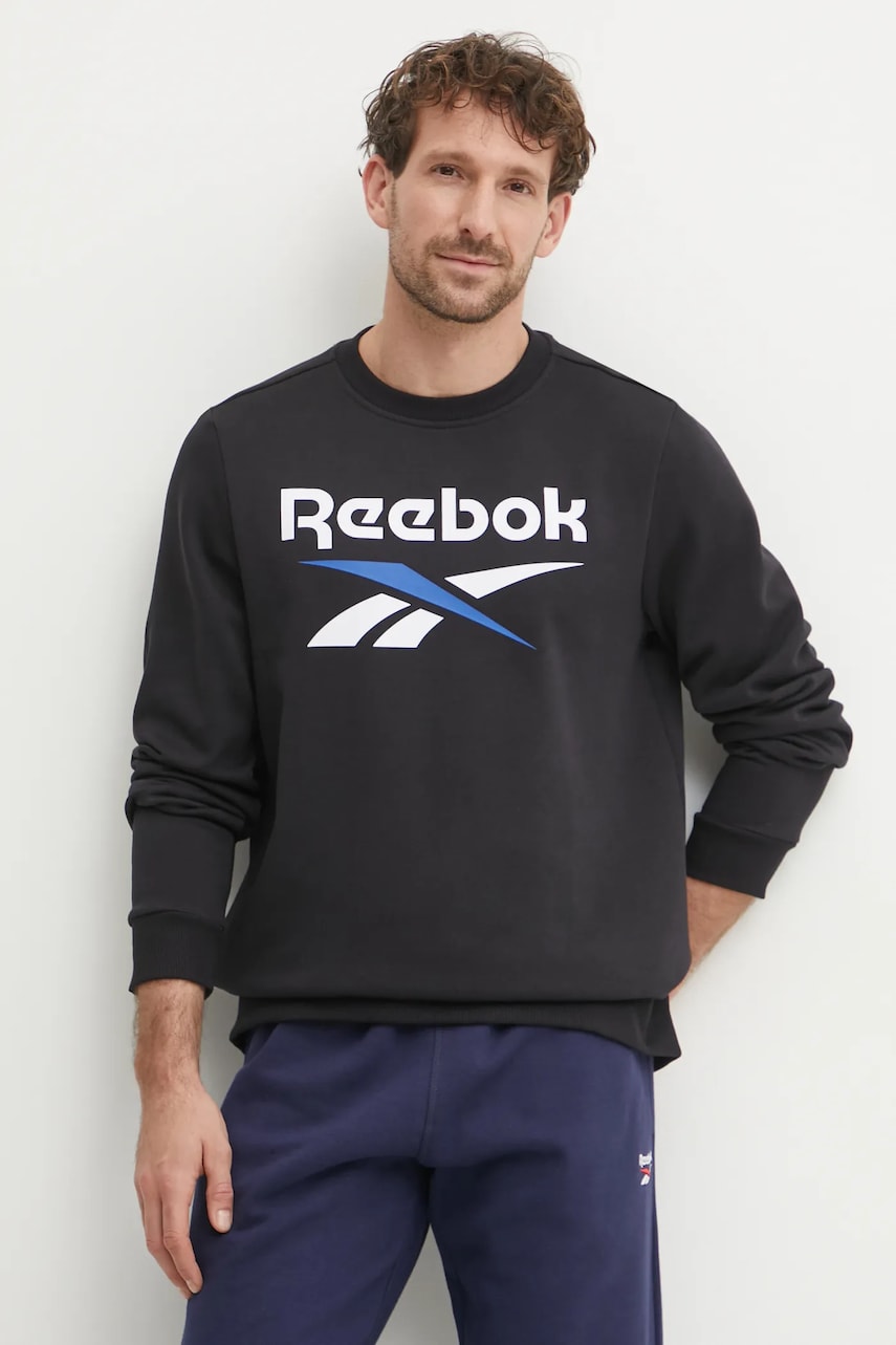 Reebok bluza barbati, culoarea negru, cu imprimeu, 100206935 Reebok bluza barbati, culoarea negru, cu imprimeu, 100206935