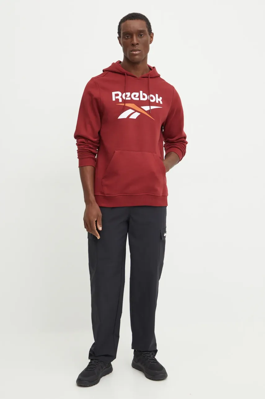 Кофта Reebok мужская цвет бордовый с капюшоном с принтом 100205966 Кофта Reebok мужская цвет бордовый с капюшоном с принтом 100205966
