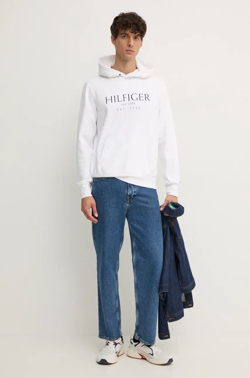 Кофта Tommy Hilfiger мужская цвет белый с капюшоном с принтом MW0MW35523 Кофта Tommy Hilfiger мужская цвет белый с капюшоном с принтом MW0MW35523