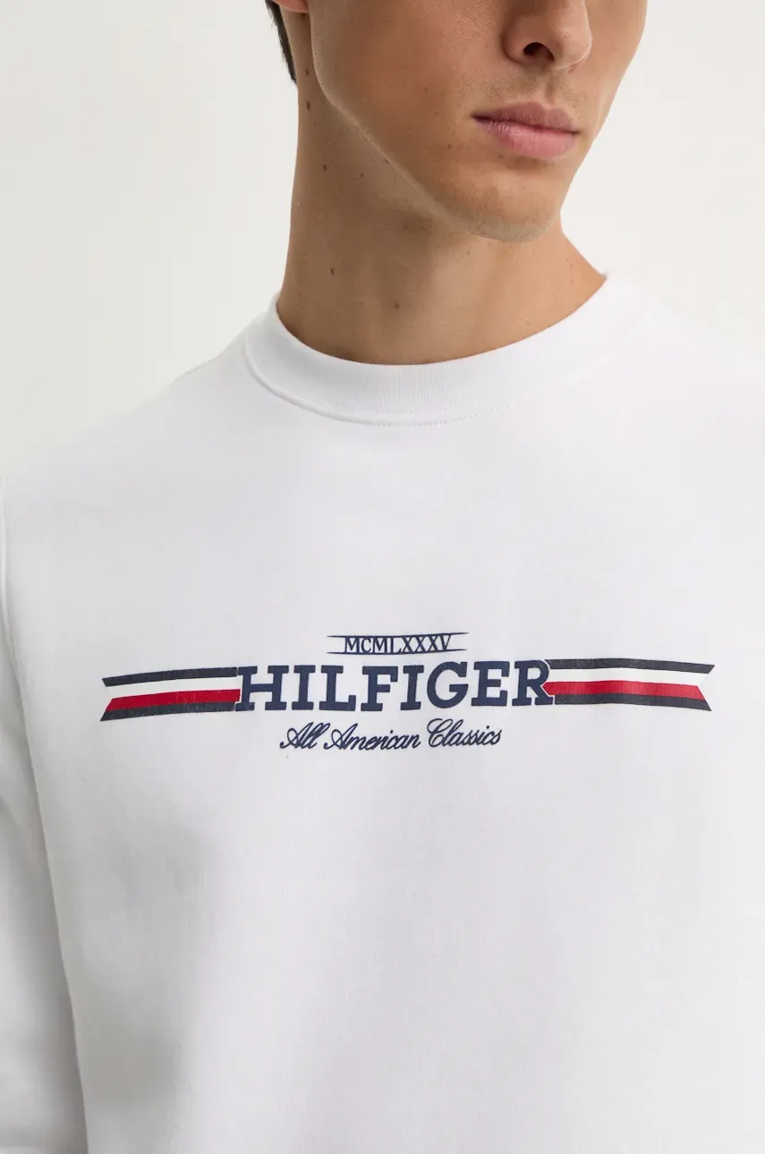 Dukserica Tommy Hilfiger Za Muškarce, Boja: Bijela, S Tiskom, MW0MW35530