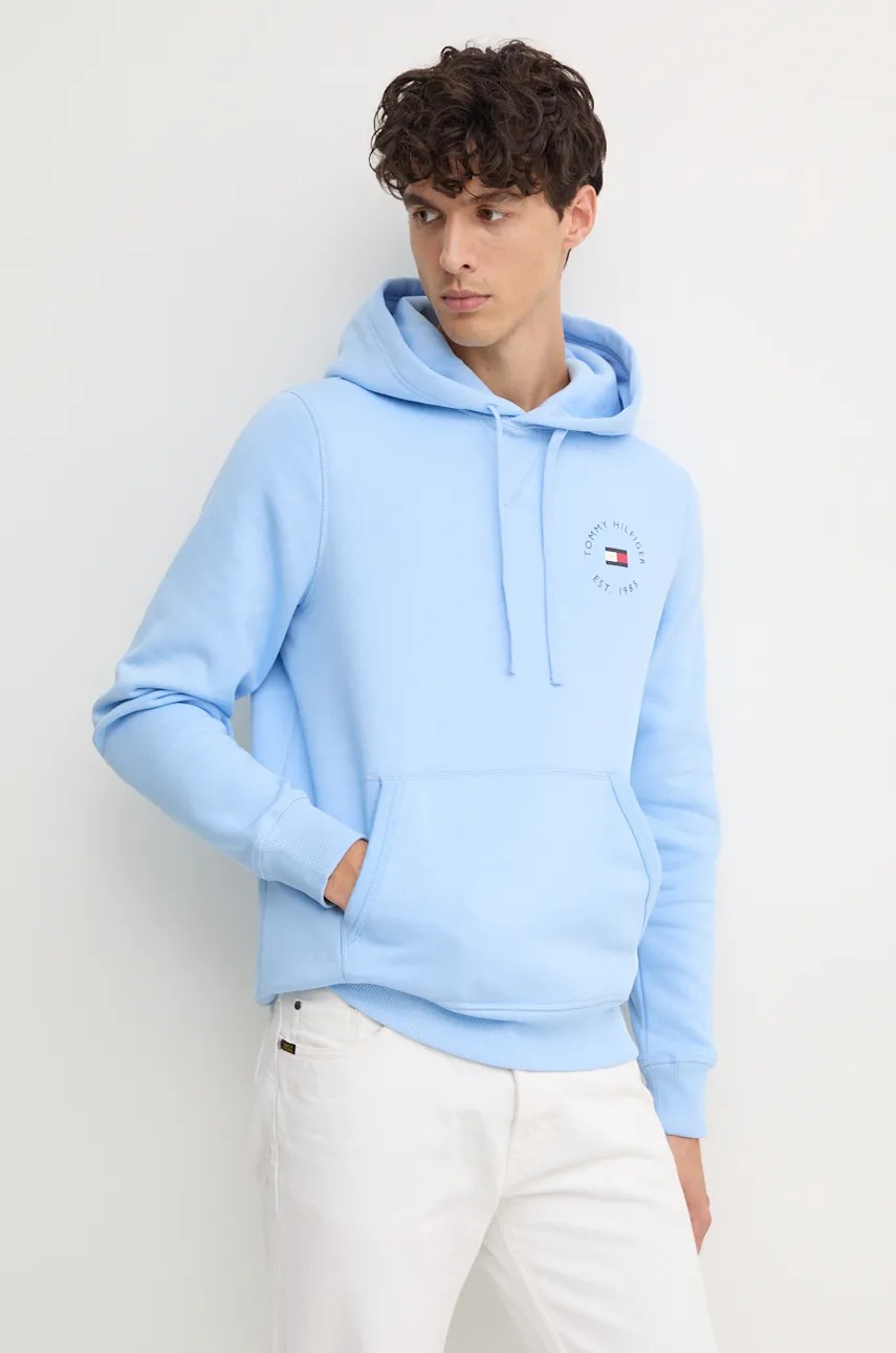 

Суичър Tommy Hilfiger в синьо с качулка с принт MW0MW35531, Син