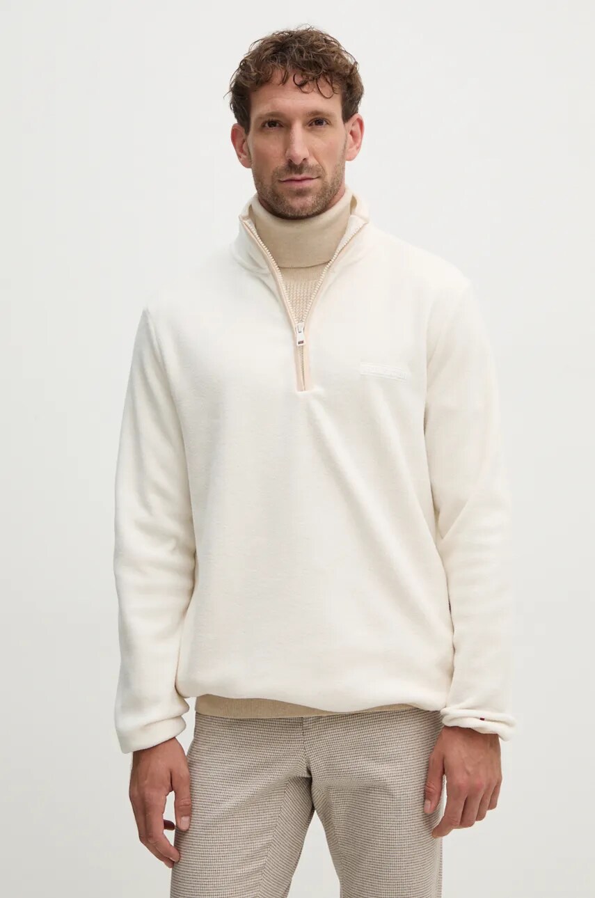 Levně Mikina Tommy Hilfiger pánská, béžová barva, hladká, MW0MW37229
