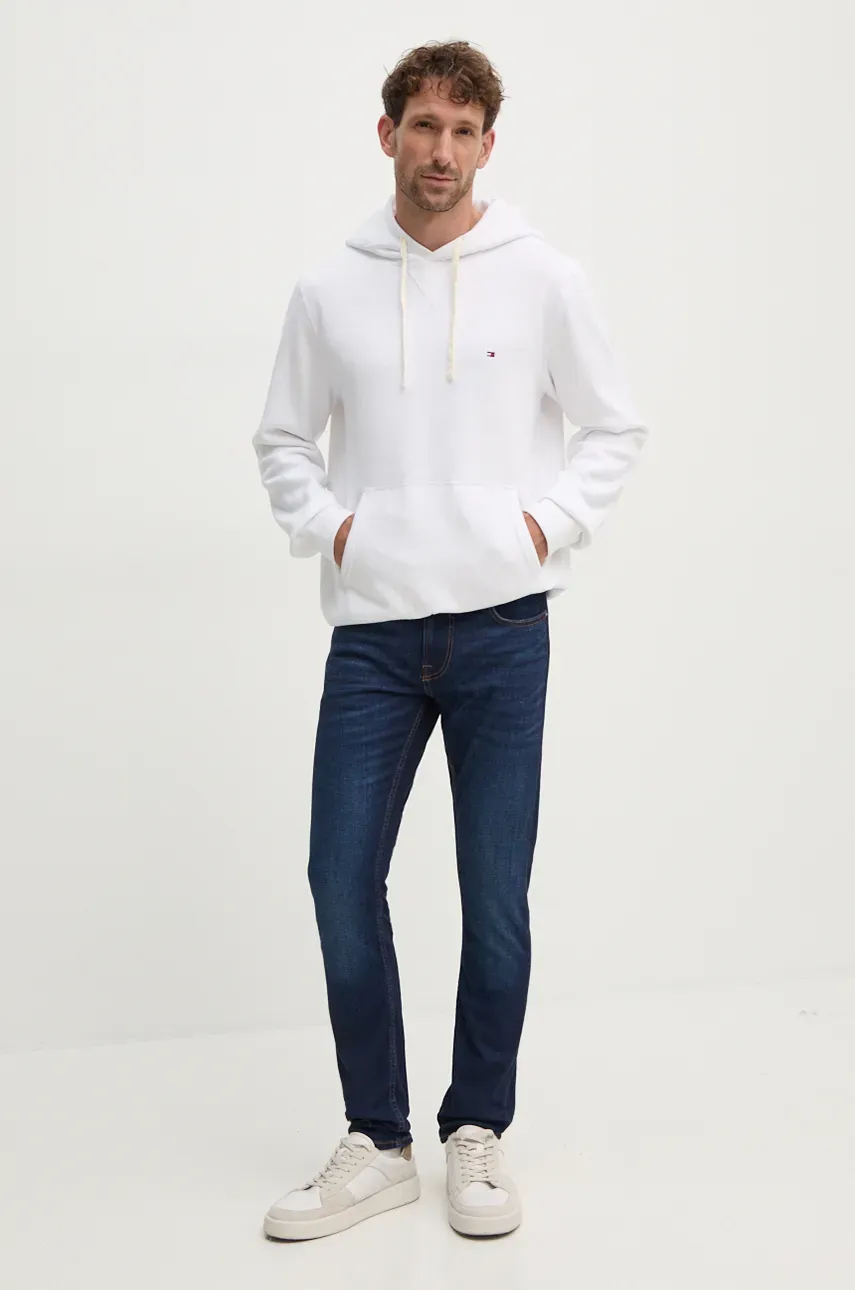 Кофта Tommy Hilfiger мужская цвет белый с капюшоном однотонная MW0MW37230 Кофта Tommy Hilfiger мужская цвет белый с капюшоном однотонная MW0MW37230