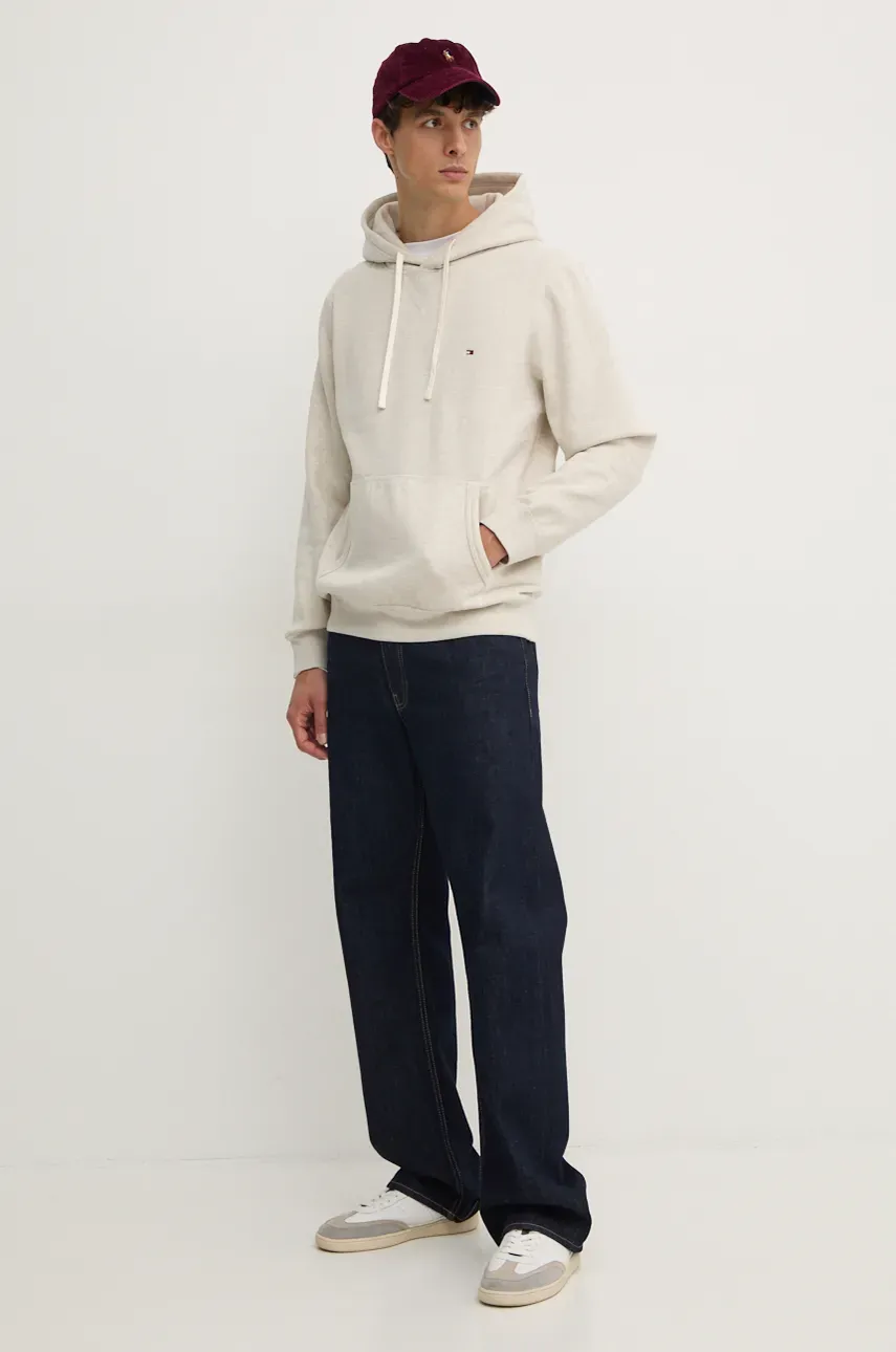 Кофта Tommy Hilfiger мужская цвет бежевый с капюшоном однотонная MW0MW37230 Кофта Tommy Hilfiger мужская цвет бежевый с капюшоном однотонная MW0MW37230