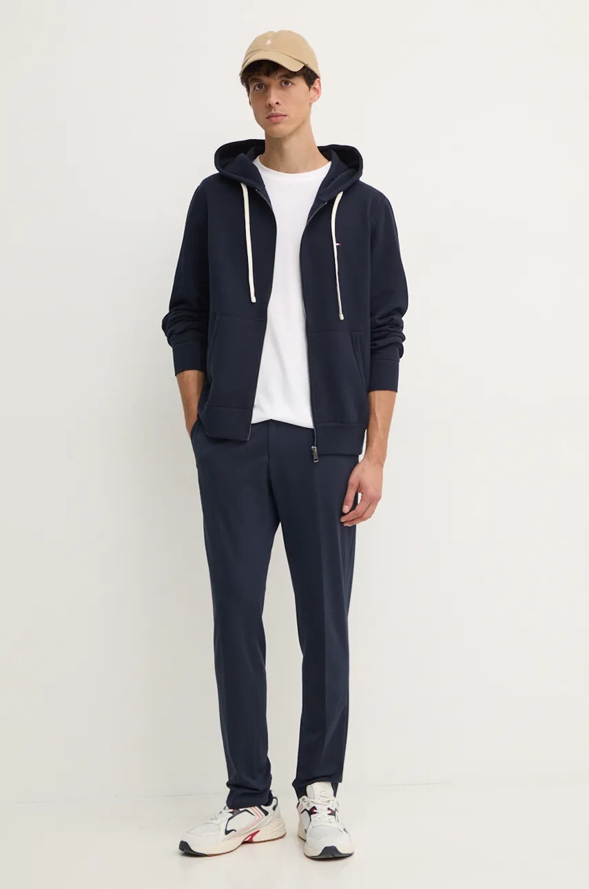 Кофта Tommy Hilfiger мужская цвет синий с капюшоном однотонная MW0MW37234