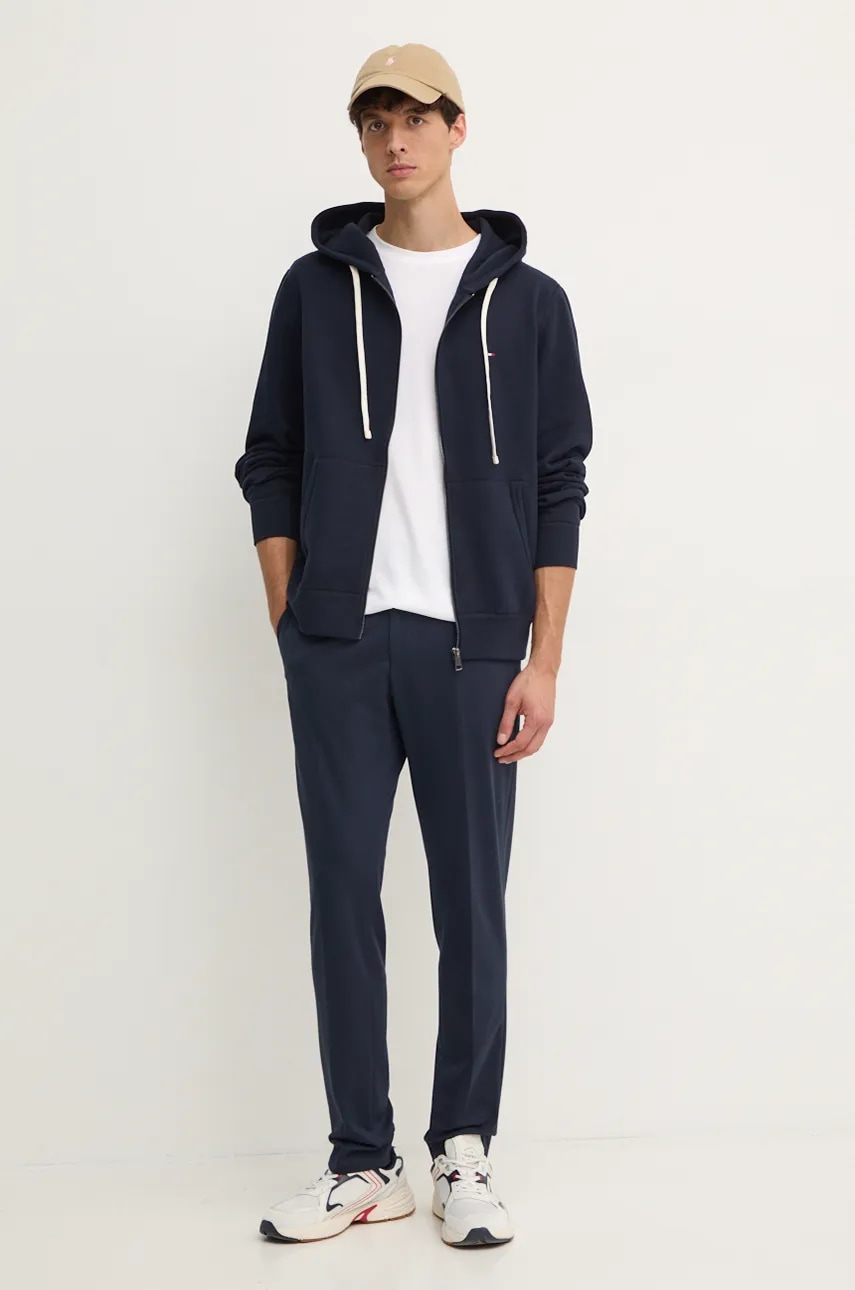 Кофта Tommy Hilfiger мужская цвет синий с капюшоном однотонная MW0MW37234 Кофта Tommy Hilfiger мужская цвет синий с капюшоном однотонная MW0MW37234