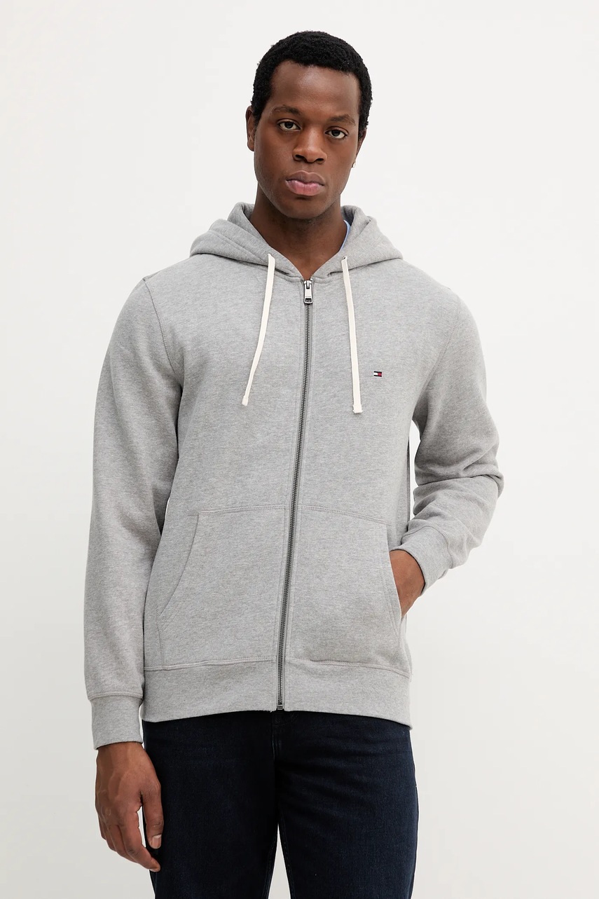 Levně Mikina Tommy Hilfiger pánská, béžová barva, s kapucí, hladká, MW0MW37234