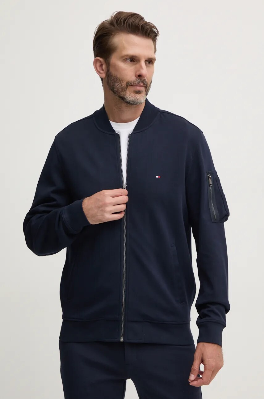 Levně Mikina Tommy Hilfiger pánská, tmavomodrá barva, hladká, MW0MW37357