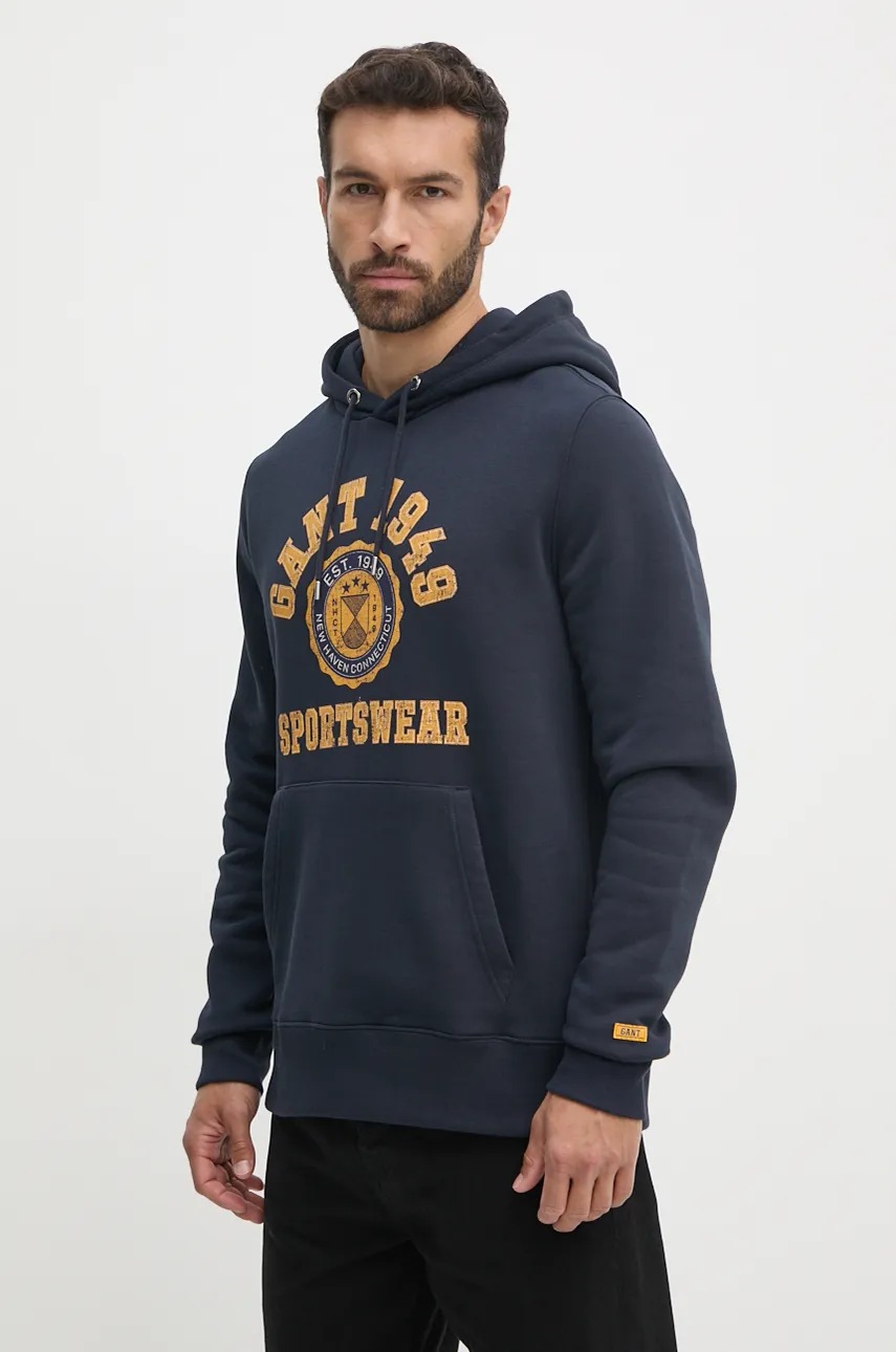 Μπλούζα Gant χρώμα: ναυτικό μπλε, με κουκούλα, 2015068 φωτογραφία