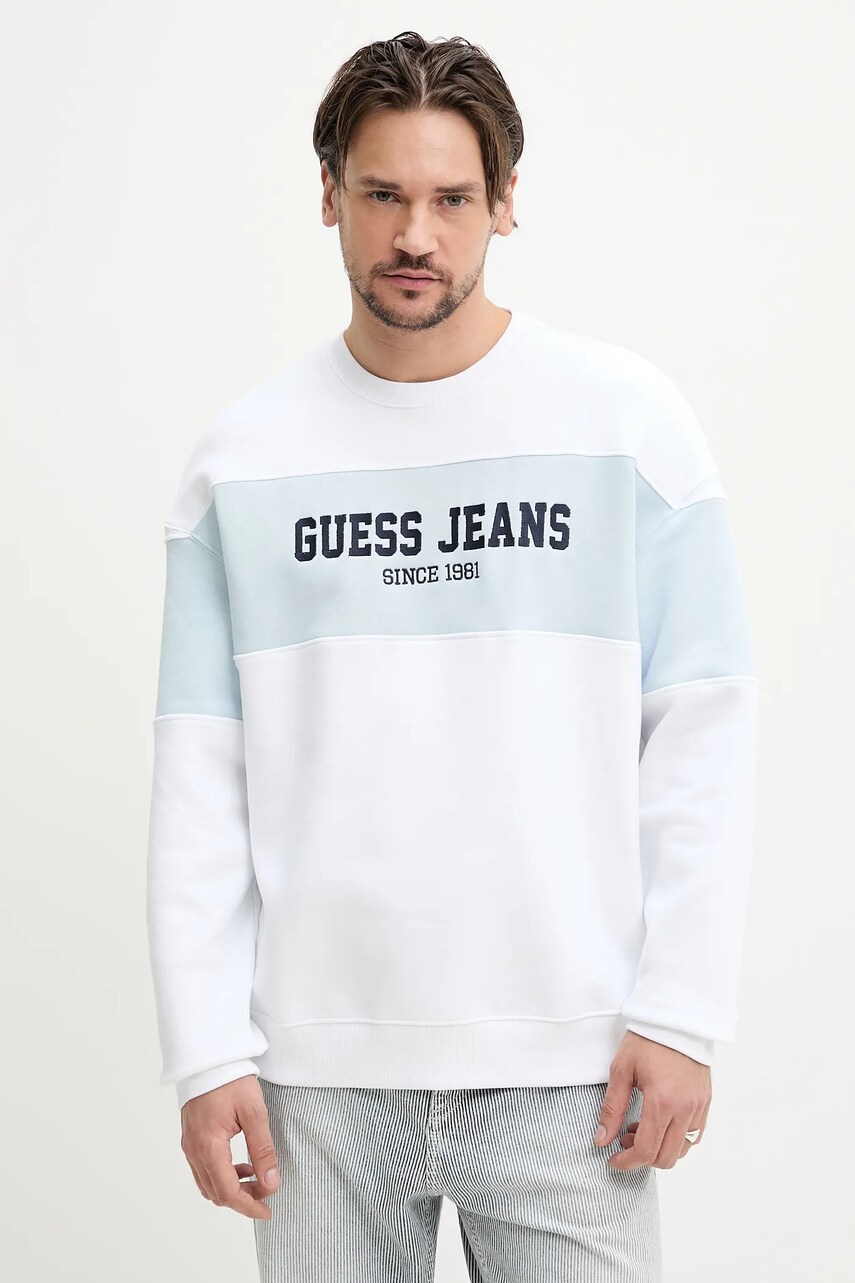 Levně Mikina Guess Jeans pánská, bílá barva, vzorovaná, M4BQ39 K9V31
