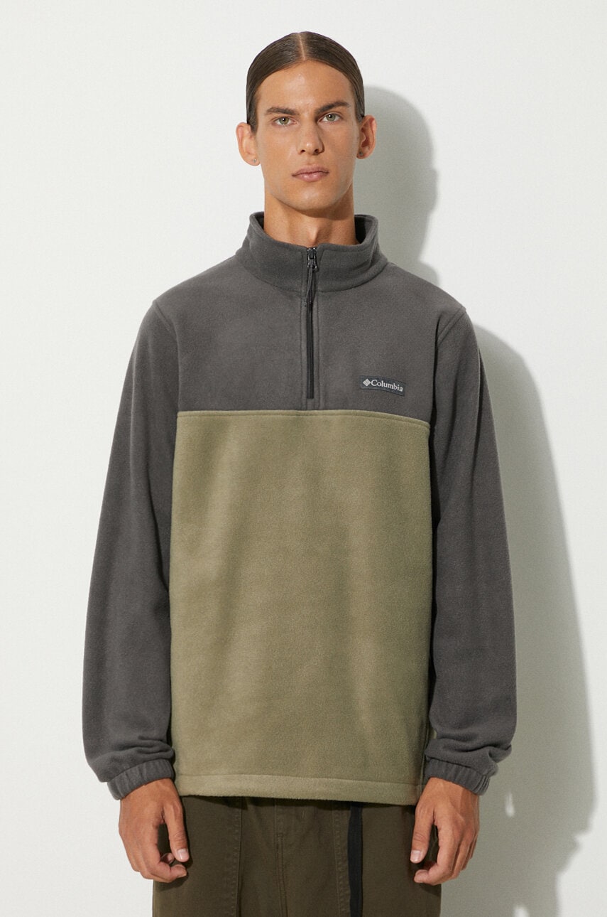 Columbia hanorac fleece Steens Mountain Half Zip culoarea gri, neted, 1620191