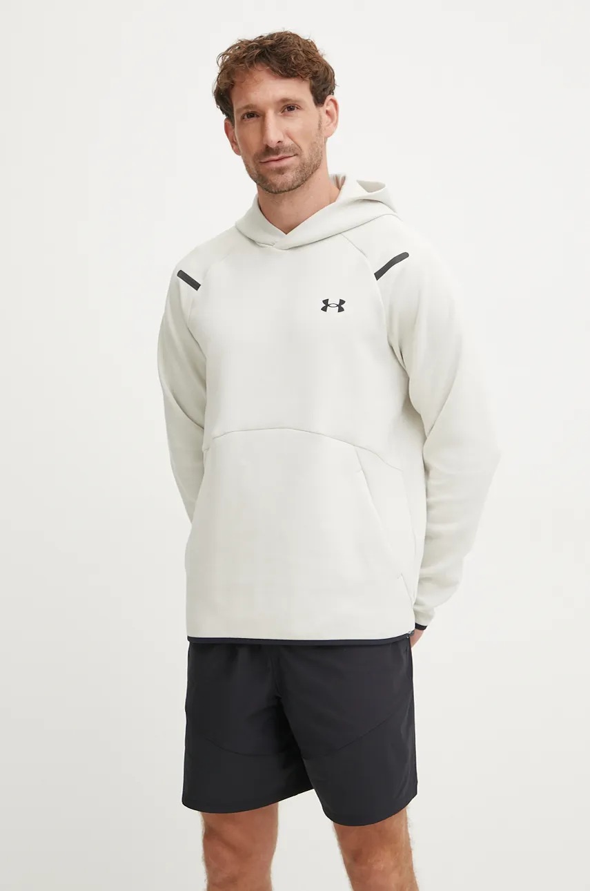 

Суичър Under Armour Unstoppable Fleece в бежово с качулка с принт 1389350, Бежов