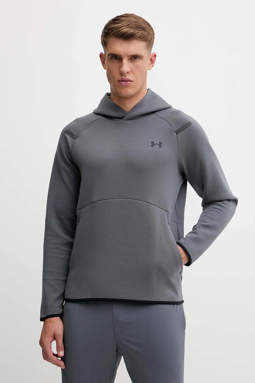 Levně Mikina Under Armour Unstoppable Fleece pánská, béžová barva, s kapucí, s potiskem, 1389350
