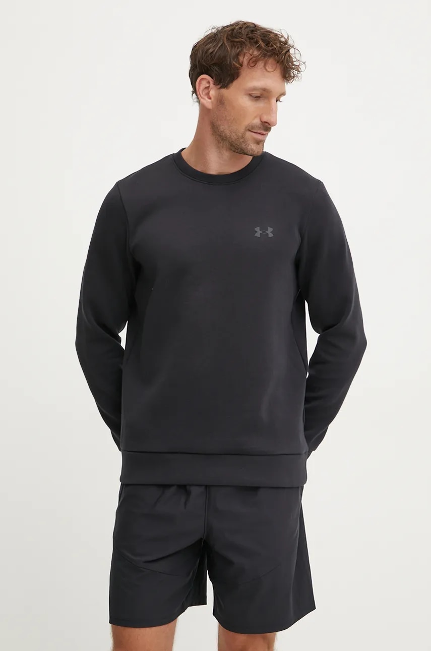 Under Armour bluza Unstoppable Fleece Crew barbati, culoarea negru, cu imprimeu, 1389351 Under Armour bluza Unstoppable Fleece Crew barbati, culoarea negru, cu imprimeu, 1389351