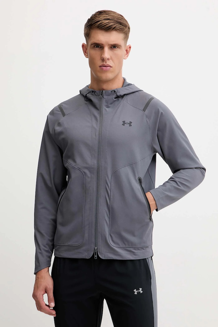 Under Armour jachetă de antrenament Unstoppable culoarea gri, de tranziție, 1389354