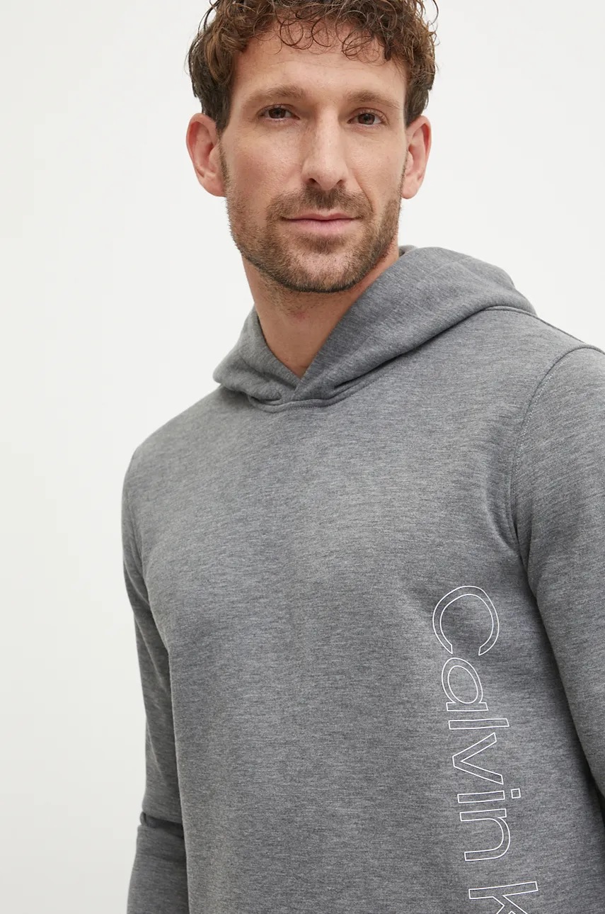 Φούτερ προπόνησης Calvin Klein Performance χρώμα: γκρι, με κουκούλα, 00GMF4W340 φωτογραφία