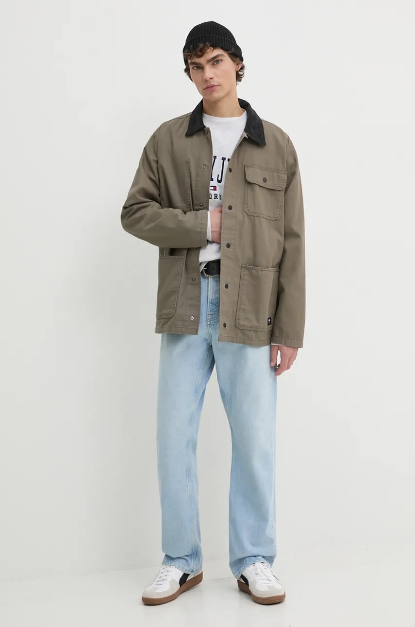 Кофта Tommy Jeans мужская цвет серый с аппликацией DM0DM19757 Кофта Tommy Jeans мужская цвет серый с аппликацией DM0DM19757