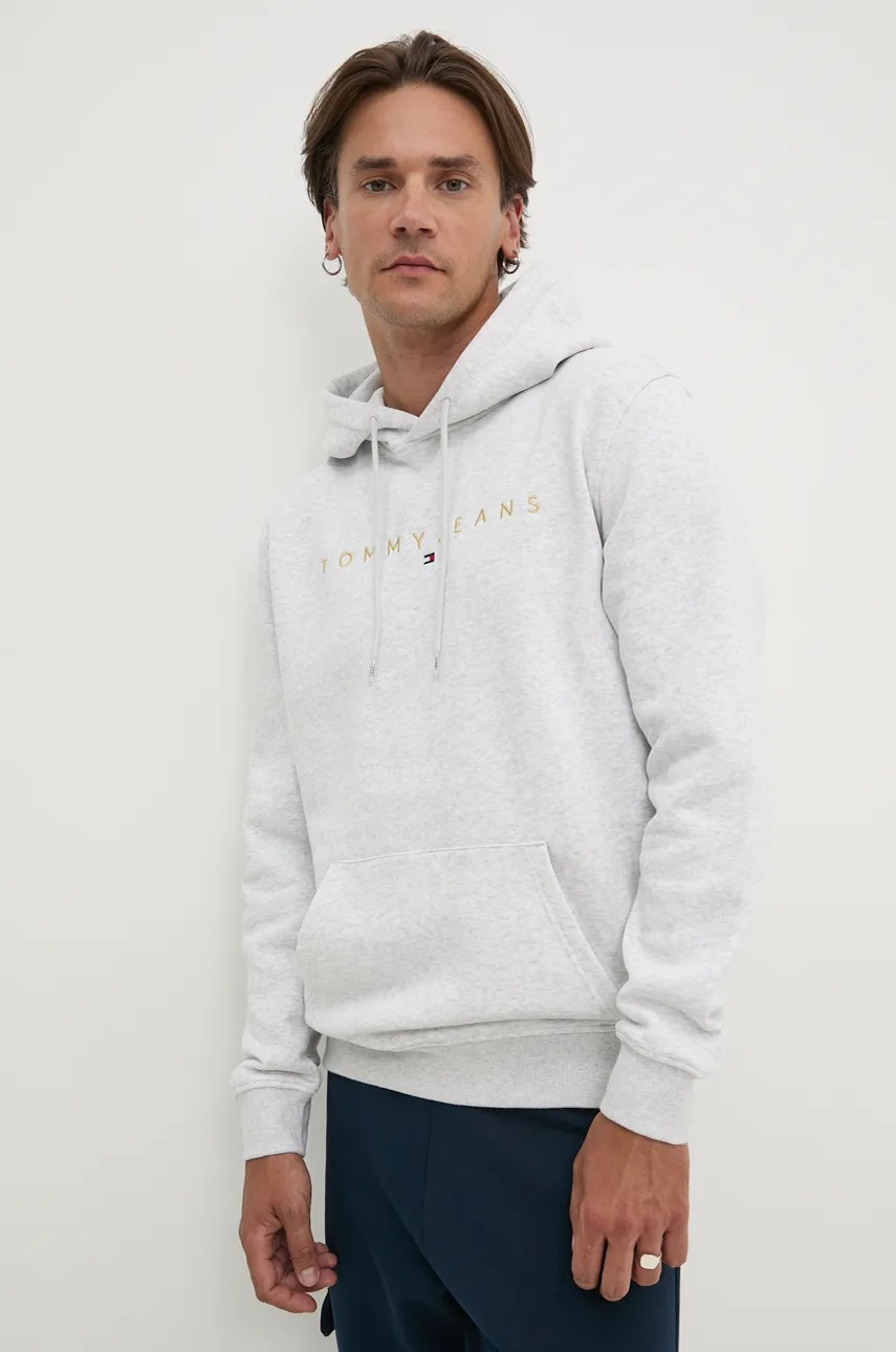 

Суичър Tommy Jeans в сиво с качулка с апликация DM0DM20503, Сив