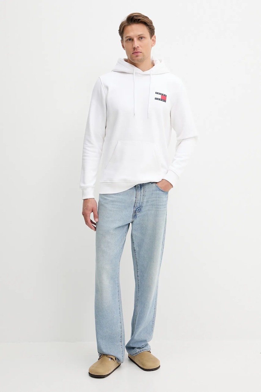 Кофта Tommy Jeans цвет зелёный с капюшоном с аппликацией DM0DM20738