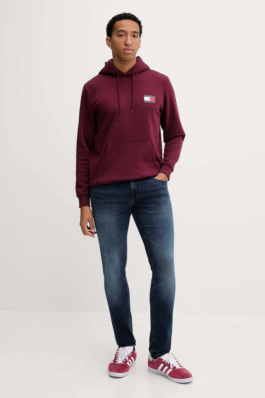 Кофта Tommy Jeans цвет зелёный с капюшоном с аппликацией DM0DM20738