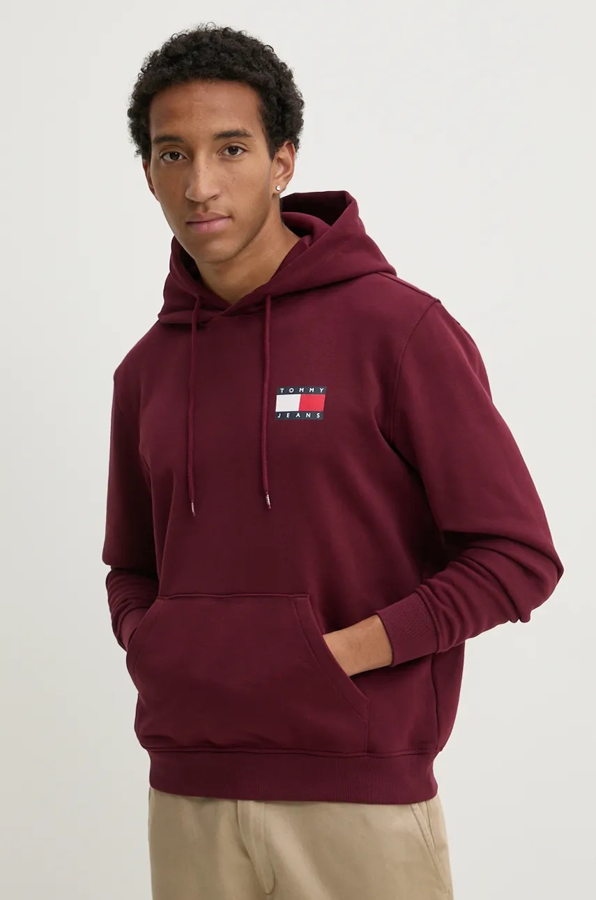 

Суичър Tommy Jeans в бордо с качулка с принт DM0DM20738