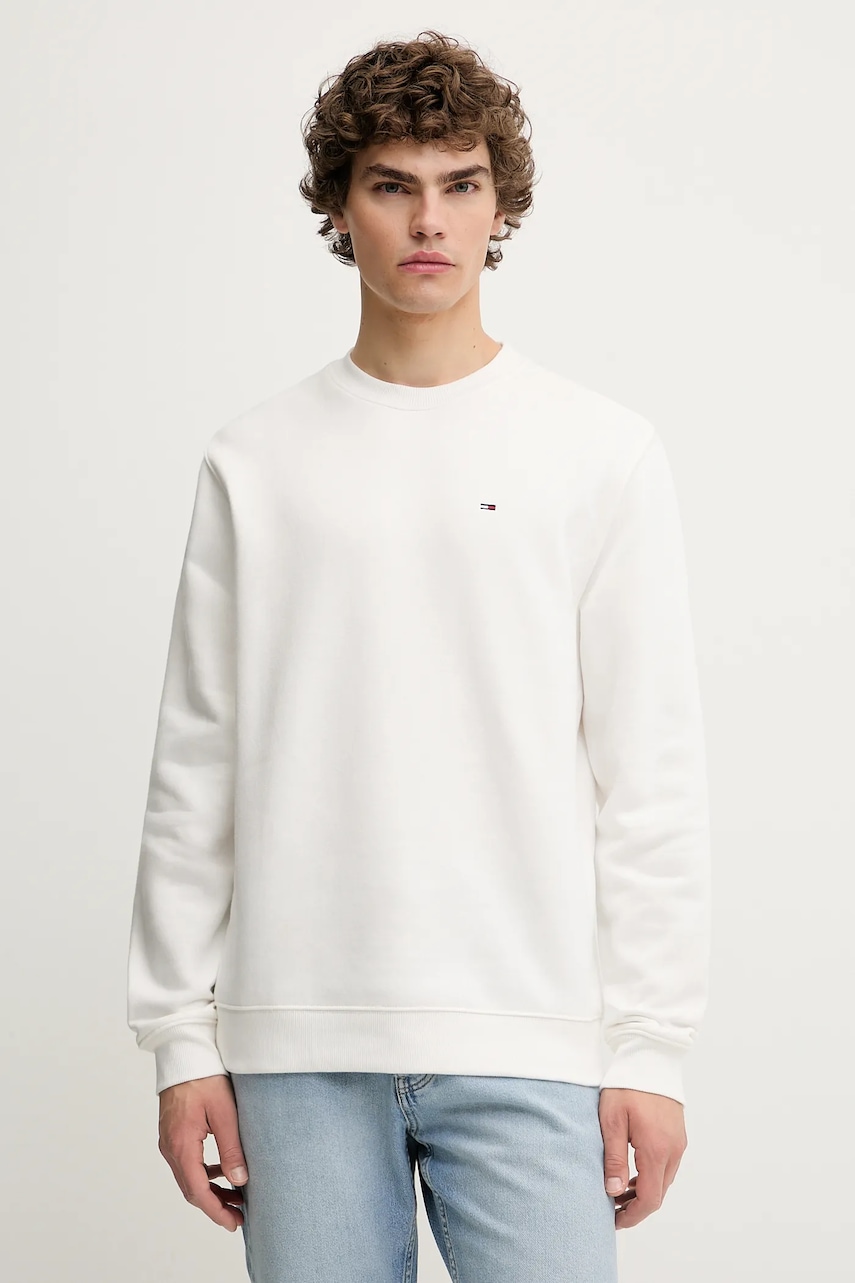 Tommy Jeans bluză culoarea bej, uni, DM0DM20741