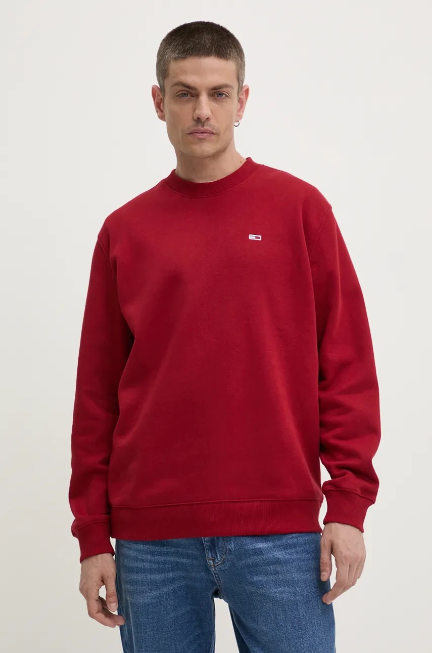 

Суичър Tommy Jeans в бордо с изчистен дизайн DM0DM20741