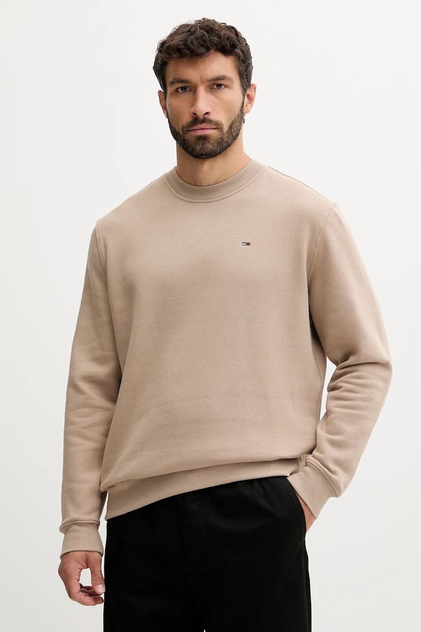 Tommy Jeans bluză culoarea bej, uni, DM0DM20741