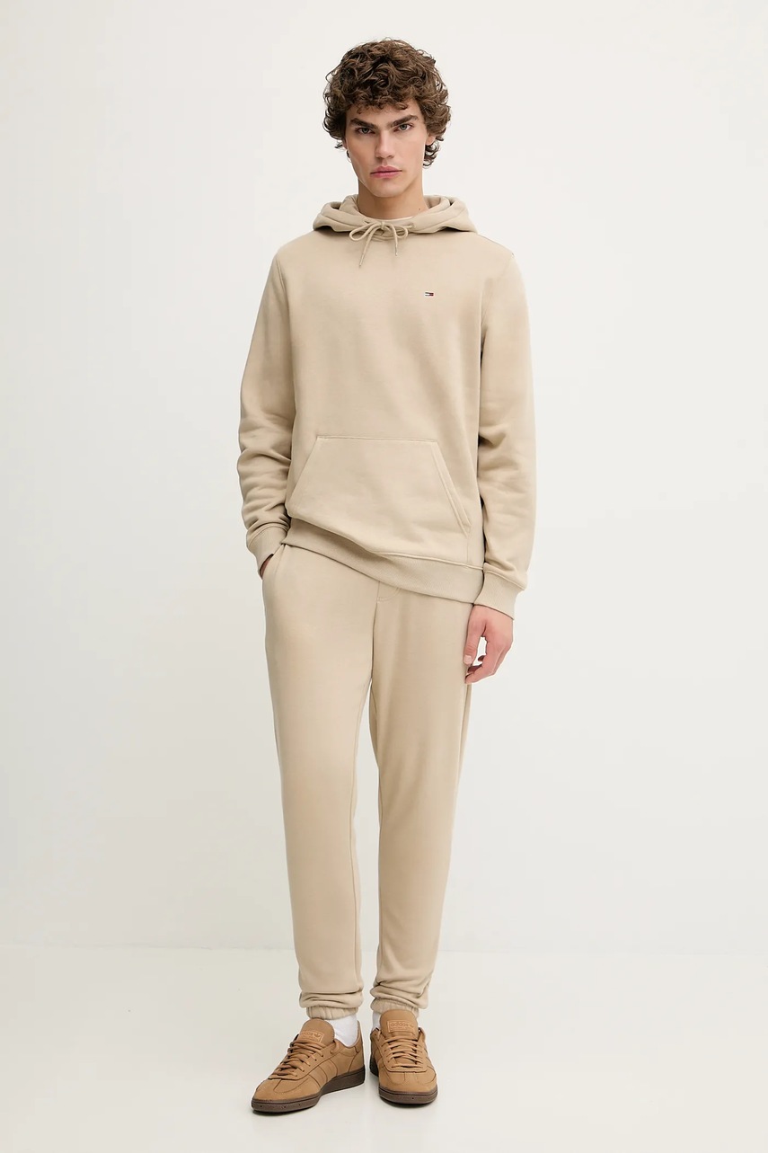 Кофта Tommy Jeans цвет бежевый с капюшоном однотонная DM0DM20742