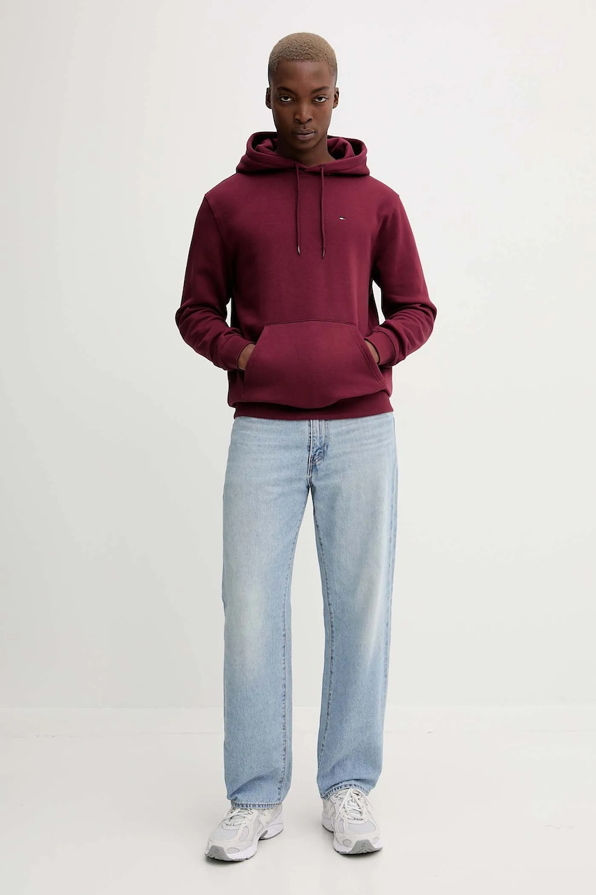 Кофта Tommy Jeans цвет бежевый с капюшоном однотонная DM0DM20742 Кофта Tommy Jeans цвет бежевый с капюшоном однотонная DM0DM20742