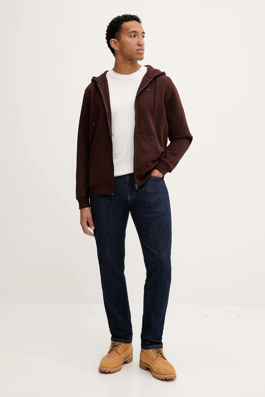 Кофта Tommy Jeans цвет зелёный с капюшоном однотонная DM0DM20743