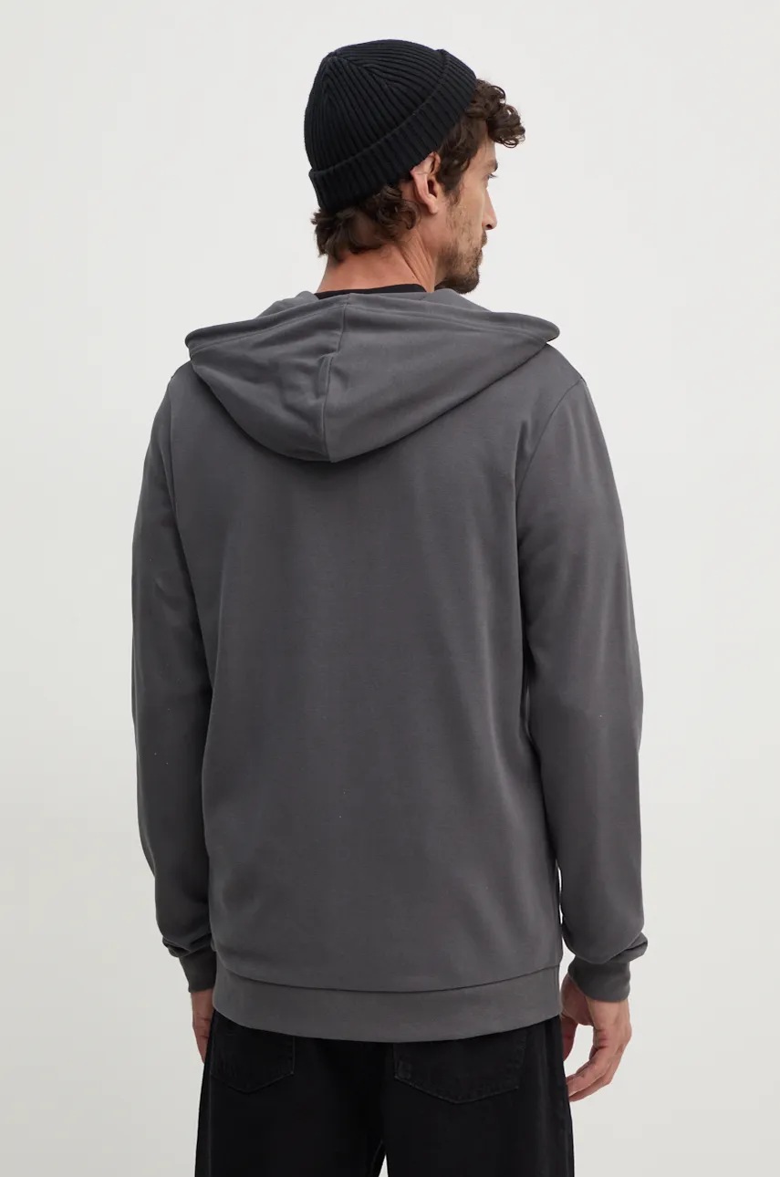 Mikina Tommy Hilfiger pánská, šedá barva, s kapucí, s potiskem, UM0UM03347